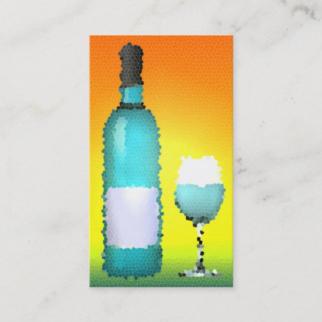 Carte De Visite verre à vin et bouteille : vitrail (Devant)
