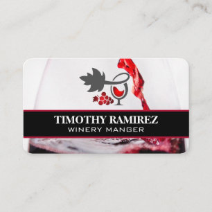 Carte De Visite Verre à vin rouge Restaurant Vignoble