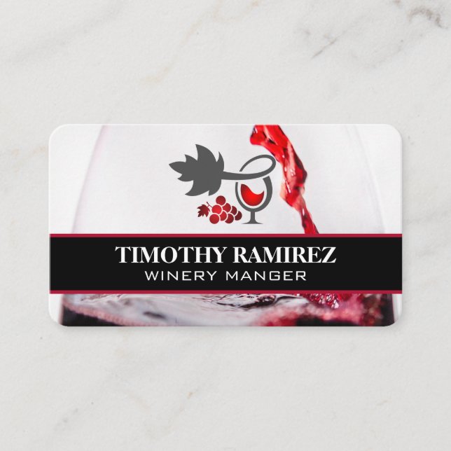 Carte De Visite Verre à vin rouge | Restaurant | Vignoble (Devant)