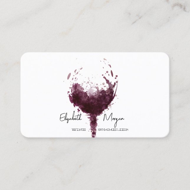 Carte De Visite Verre à vin tache de vin professionnel, Sommelier  (Devant)