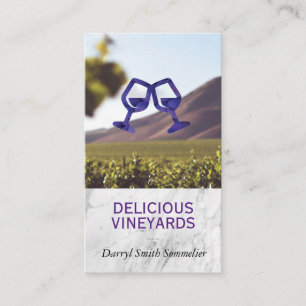 Carte De Visite Verre Cheers Raisins   Marbre Blanc   Vignoble