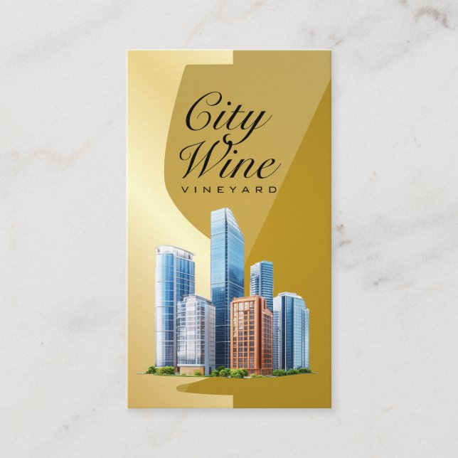 Carte De Visite Verre de vin | Doré | Bâtiments commerciaux (Devant)