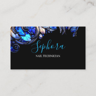 Carte De Visite Verre teinté bleu saphir chic