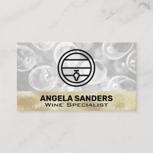 Carte De Visite Verres à vin Gold Texture   Baril de vin