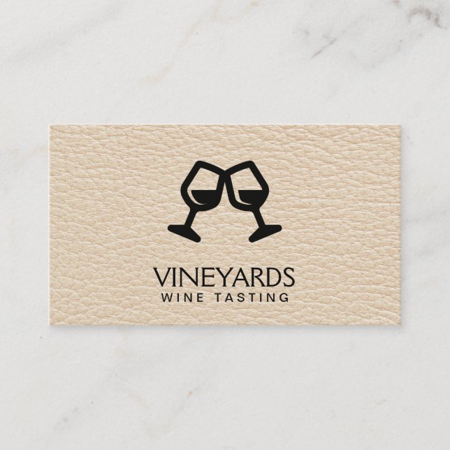 Carte De Visite Verres à vin | Texture Cuir (Devant)