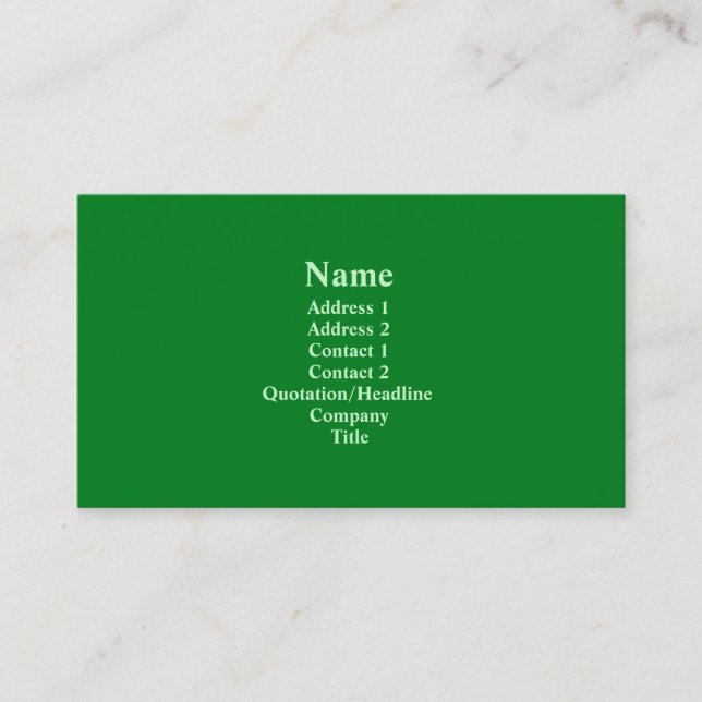 Carte De Visite Vert (Devant)