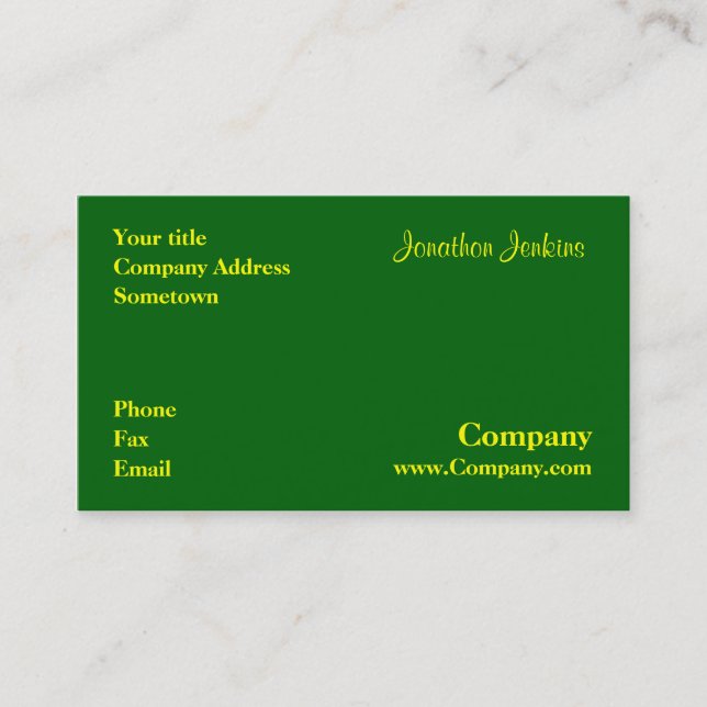 Carte De Visite Vert (Devant)
