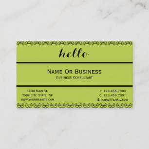 Carte De Visite Vert Apple Minimaliste Et Noir, Bonjour Message