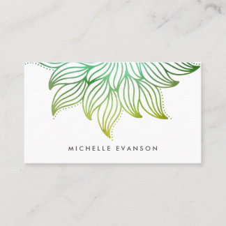 Carte De Visite Vert aquarelle dégradé Floral Mandala