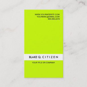 Carte de visite vert au néon bruyant moderne