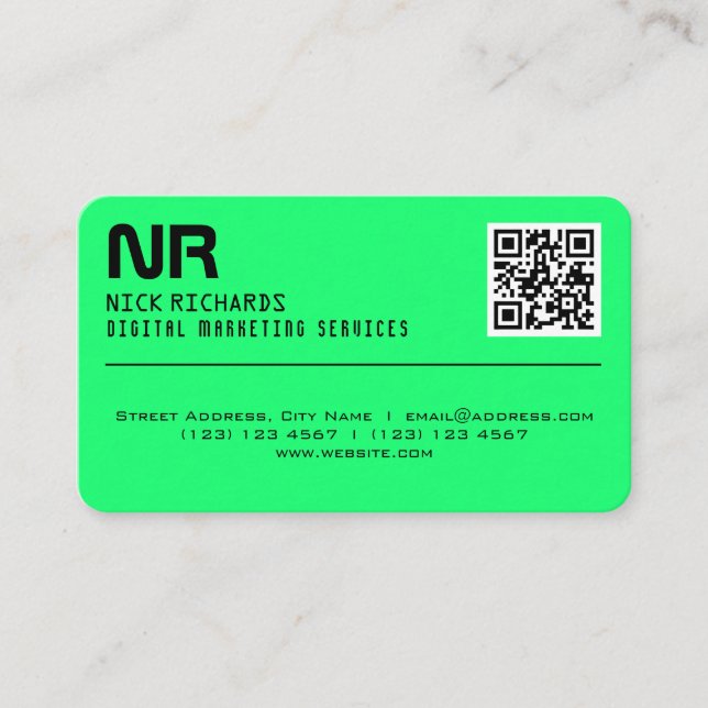Carte De Visite Vert au néon professionnel de couverture de style (Devant)