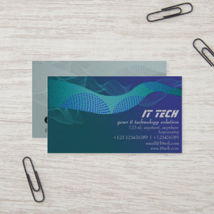 Carte De Visite Vert bleu Abstrait Techno Wave