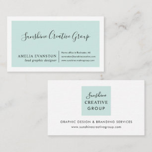 Carte De Visite Vert bleu marine minimaliste moderne