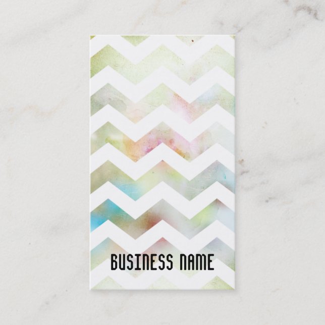Carte de visite vert-bleu rose grunge de Chevron (Devant)