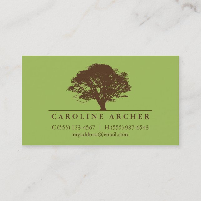 Carte De Visite Vert chêne éternel élégant style nature (Devant)