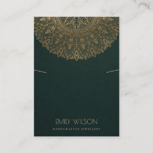 CARTE DE VISITE VERT CLASSIQUE OR ORNATE MANDALA NECKLACE AFFICHER