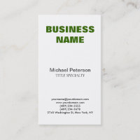 Carte de visite vert contemporain professionnel