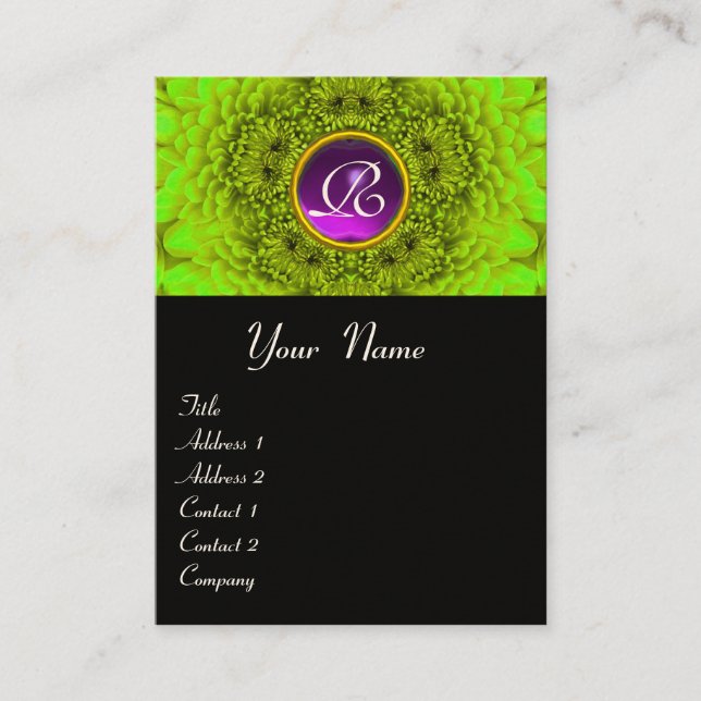 Carte De Visite VERT DAHLIA MONOGRAM AMÉTHYST noir violet (Devant)