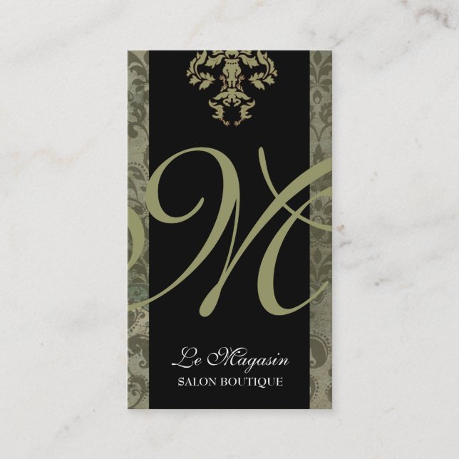 Carte De Visite vert d'argent du monogramme 311-Marley (Devant)