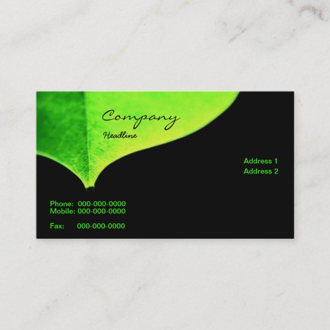 Carte de visite vert de congé (Devant)