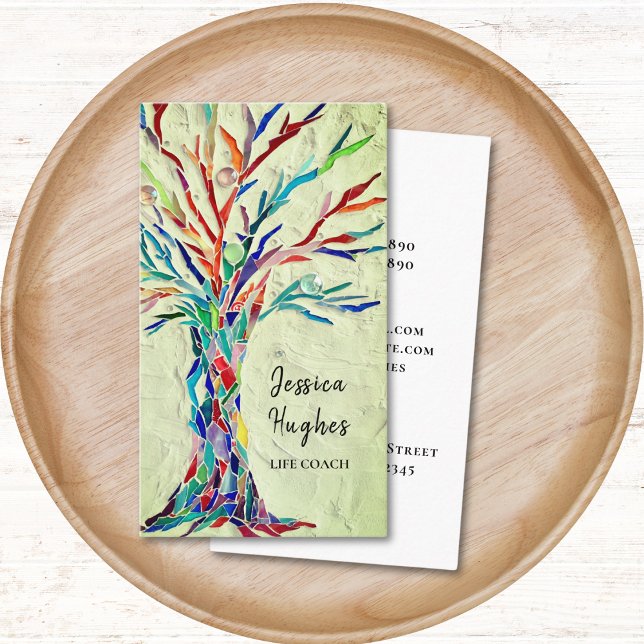 Carte de visite vert de l'entraîneur de vie d'arbr (Créateur téléchargé)