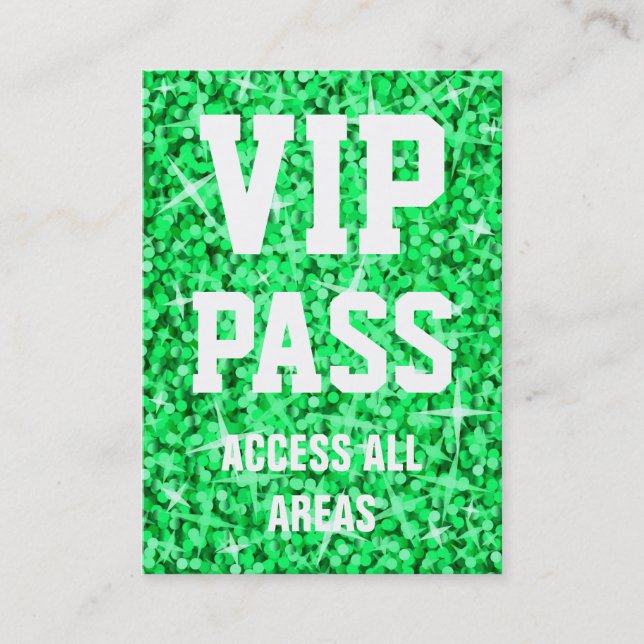Carte de visite vert de "PASSAGE de VIP" de (Devant)
