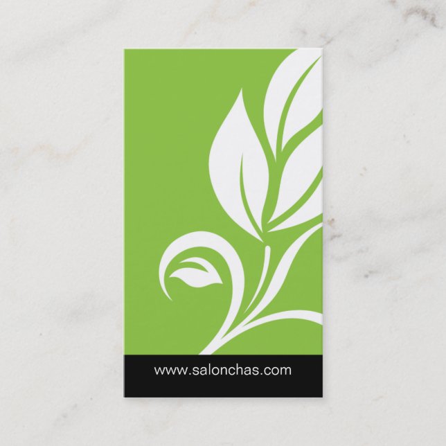 Carte de visite vert de spa de salon de feuille (Devant)