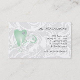 Carte De Visite Vert dentaire 2 de logo de dent de diamant de