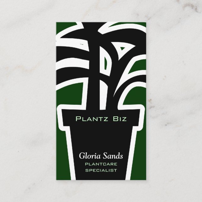 Carte De Visite Vert d'horticulture de plantes d'intérieur (Devant)