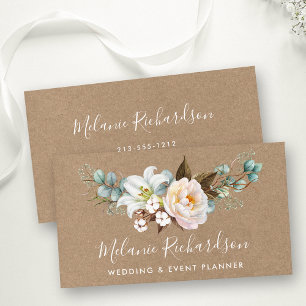 Carte De Visite Vert élégant et moderne Botanique Floral Kraft