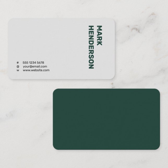 Carte De Visite Vert émeraude minimal moderne tendance (Devant / Derrière)