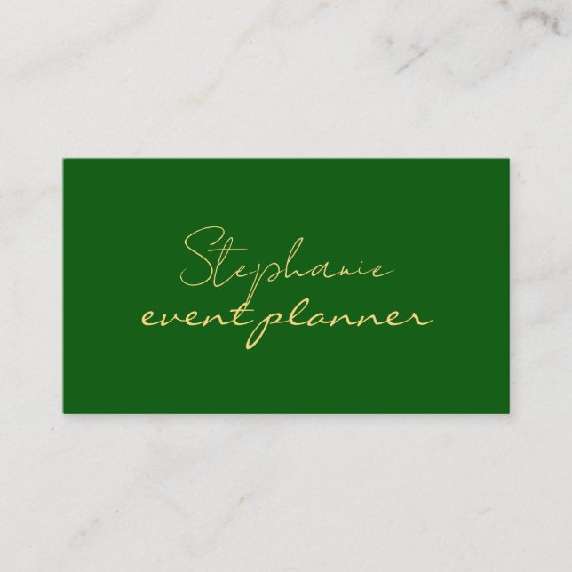 Carte De Visite Vert émeraude or moderne nom personnalisé professi (Devant)