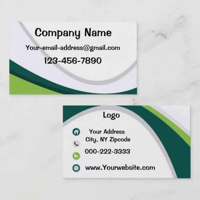 Carte De Visite Vert et blanc (Devant / Derrière)