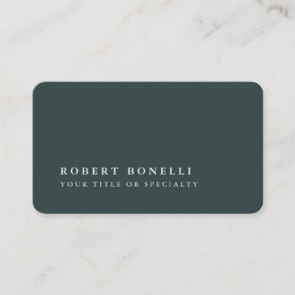 Carte De Visite Vert et Platine gris foncé élégant minimaliste