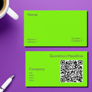 Carte De Visite vert fluorescent -code QR