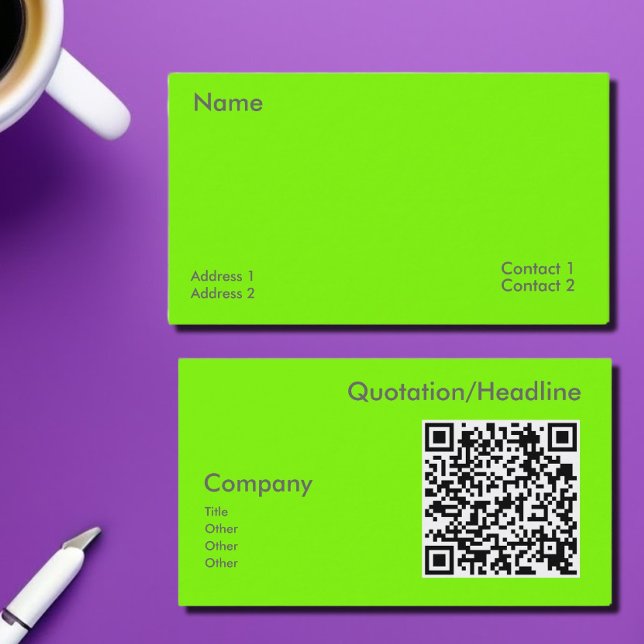 Carte De Visite vert fluorescent -code QR (Créateur téléchargé)