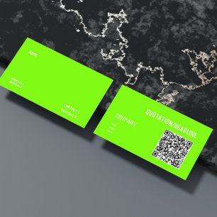 Carte De Visite vert fluorescent - code QR