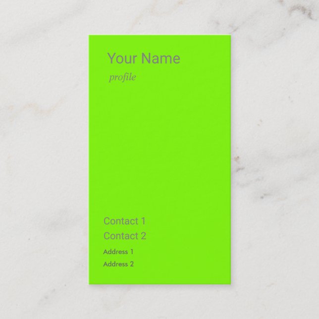 Carte De Visite vert fluorescent green (Devant)