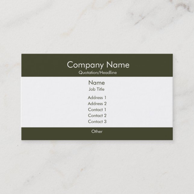 Carte De Visite Vert-foncé et blanc de base (Devant)