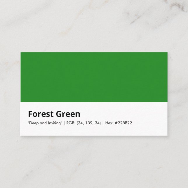 Carte De Visite Vert forêt | "Profond et Invitant"  (Devant)