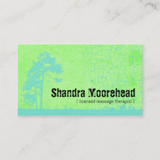 Carte de visite vert frais grunge de thérapeute de