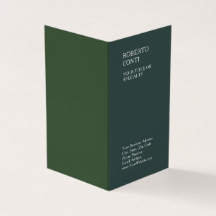Carte De Visite Vert givré unique uni minimaliste lin premium