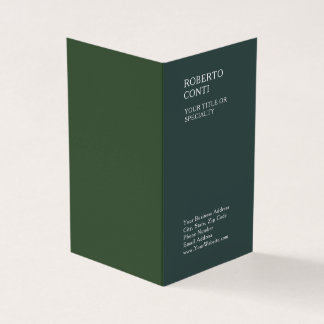 Carte De Visite Vert givré unique uni minimaliste lin premium