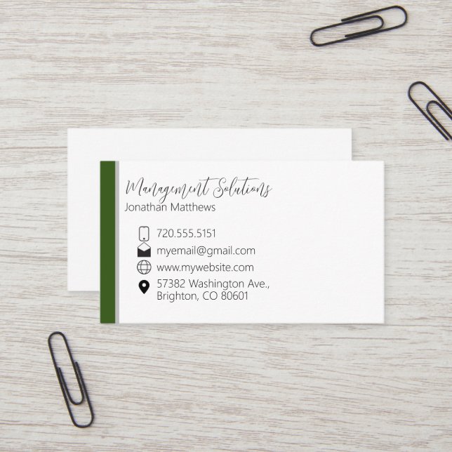 Carte de visite - Vert & Gris (Devant/Arrière en situation)