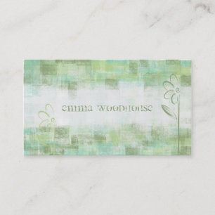 Carte De Visite Vert grunge floral d'Aqua et de mer