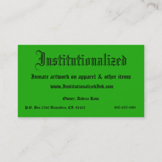 Carte De Visite vert, institutionalisé, illustration de détenu sur
