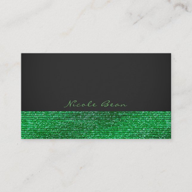 Carte De Visite Vert Lime Moderne Paillettes Élégant Chic (Devant)