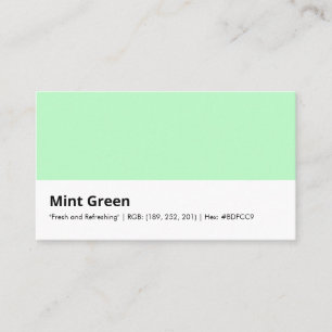 Carte De Visite Vert Menthe "Fraîche et Rafraîchissante"