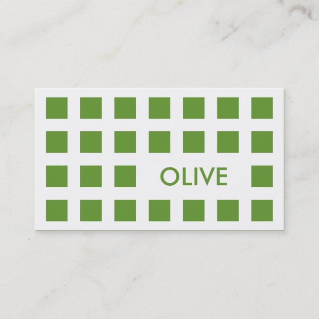Carte De Visite vert olive (carrés de mod) (Devant)