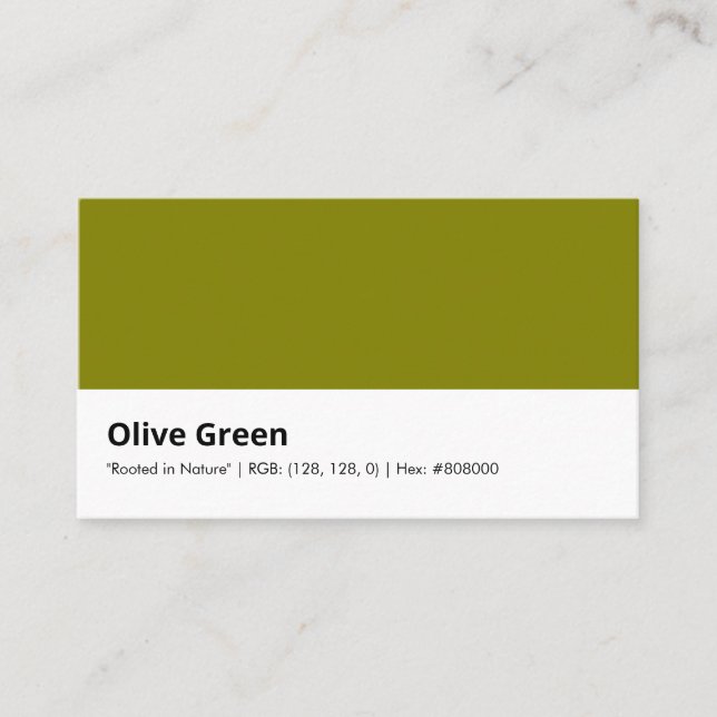 Carte De Visite Vert olive, "Enraciné dans la nature" (Devant)